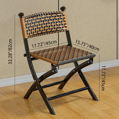 Contemporary Simplicity Curved Iron PE Foldable Weaving Stackable Chair Backrest Armless For Living Room