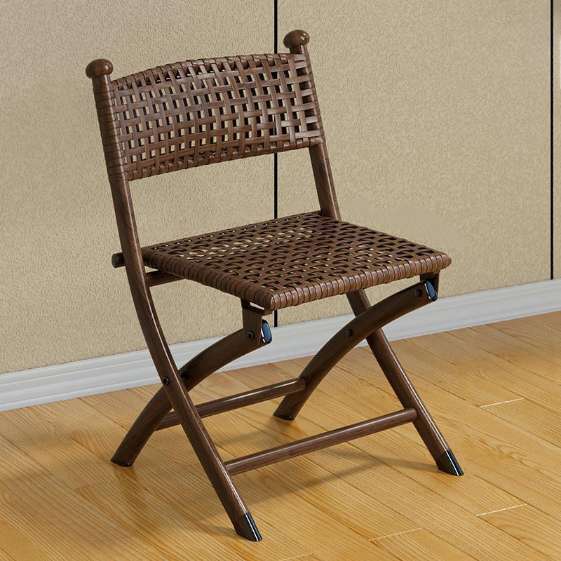 Contemporary Simplicity Curved Iron PE Foldable Weaving Stackable Chair Backrest Armless For Living Room