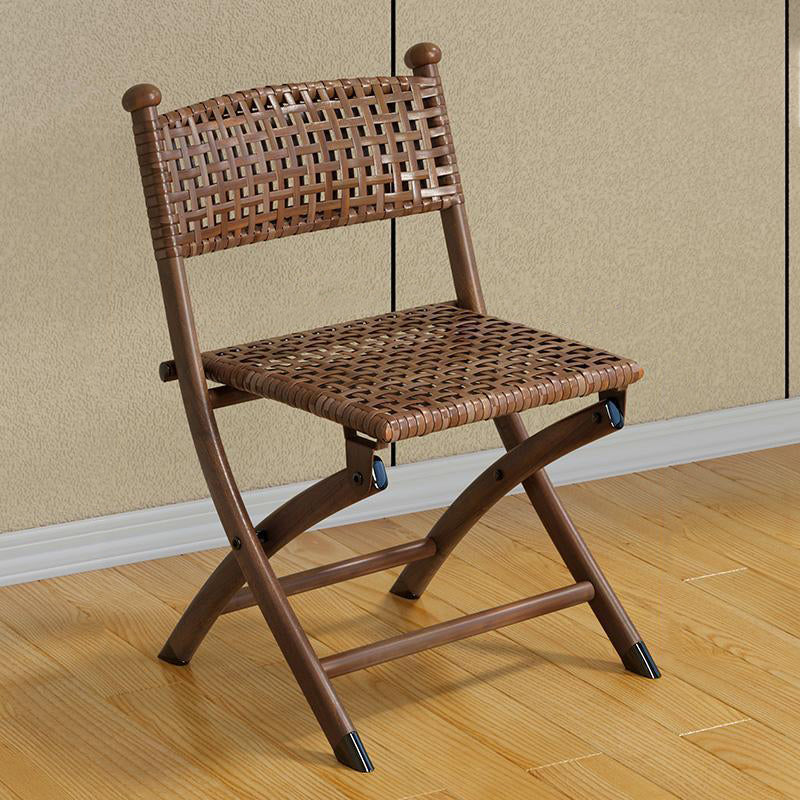 Contemporary Simplicity Curved Iron PE Foldable Weaving Stackable Chair Backrest Armless For Living Room