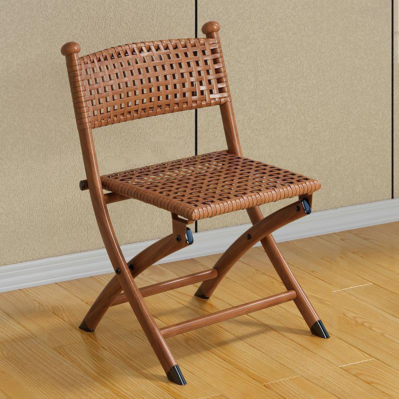 Contemporary Simplicity Curved Iron PE Foldable Weaving Stackable Chair Backrest Armless For Living Room