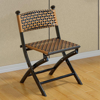 Contemporary Simplicity Curved Iron PE Foldable Weaving Stackable Chair Backrest Armless For Living Room