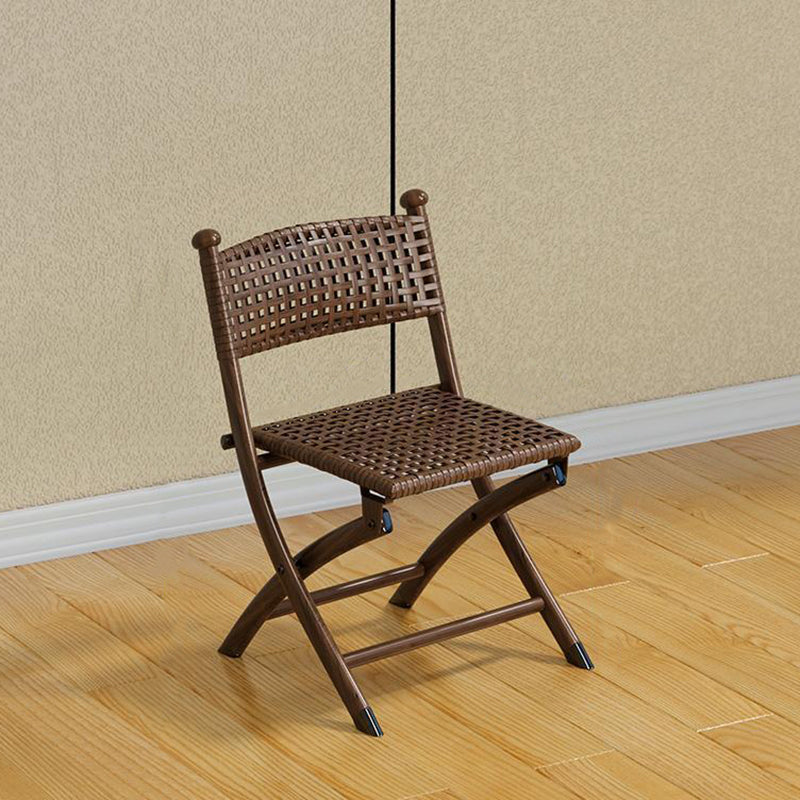 Contemporary Simplicity Curved Iron PE Foldable Weaving Stackable Chair Backrest Armless For Living Room