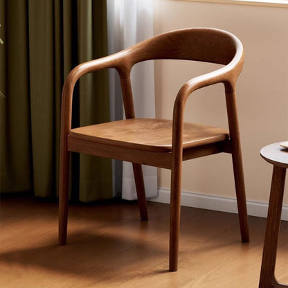 Traditional Chinese Rubberwood Rectangular Dining Chair - Backrest & Armrest Design For Kitchen And Living Room