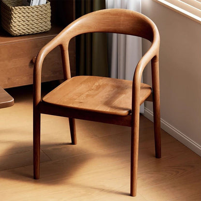 Traditional Chinese Rubberwood Rectangular Dining Chair - Backrest & Armrest Design For Kitchen And Living Room