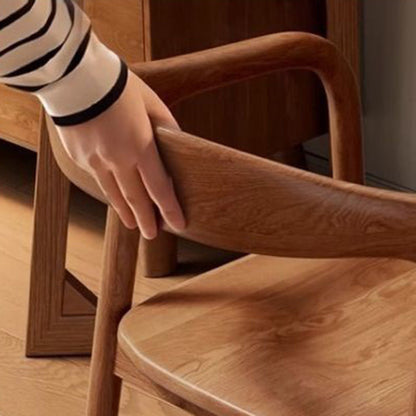 Traditional Chinese Rubberwood Rectangular Dining Chair - Backrest & Armrest Design For Kitchen And Living Room