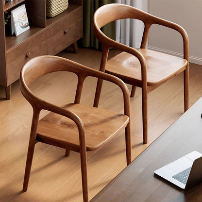 Traditional Chinese Rubberwood Rectangular Dining Chair - Backrest & Armrest Design For Kitchen And Living Room