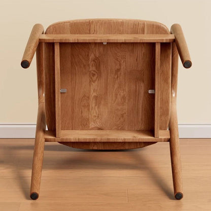 Traditional Chinese Rubberwood Rectangular Dining Chair - Backrest & Armrest Design For Kitchen And Living Room