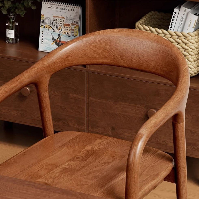 Traditional Chinese Rubberwood Rectangular Dining Chair - Backrest & Armrest Design For Kitchen And Living Room