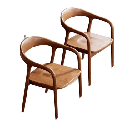 Traditional Chinese Rubberwood Rectangular Dining Chair - Backrest & Armrest Design For Kitchen And Living Room