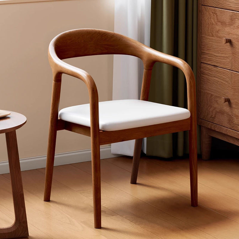 Traditional Chinese Rubberwood Rectangular Dining Chair - Backrest & Armrest Design For Kitchen And Living Room