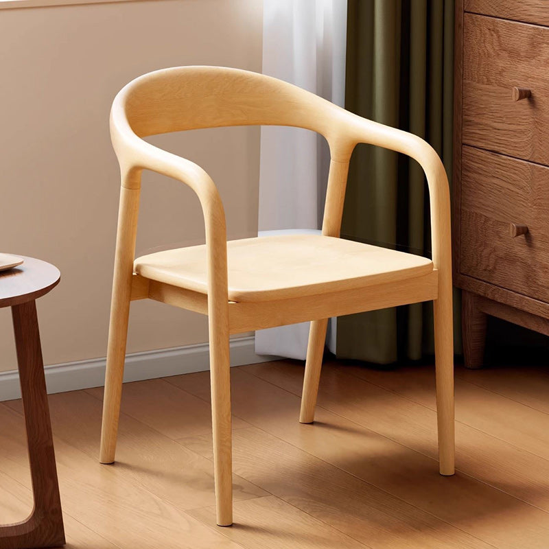 Traditional Chinese Rubberwood Rectangular Dining Chair - Backrest & Armrest Design For Kitchen And Living Room