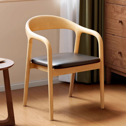 Traditional Chinese Rubberwood Rectangular Dining Chair - Backrest & Armrest Design For Kitchen And Living Room