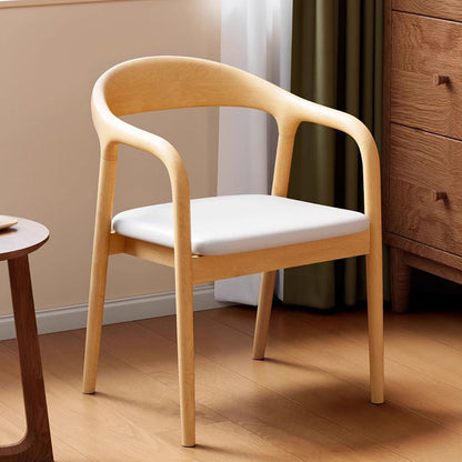Traditional Chinese Rubberwood Rectangular Dining Chair - Backrest & Armrest Design For Kitchen And Living Room