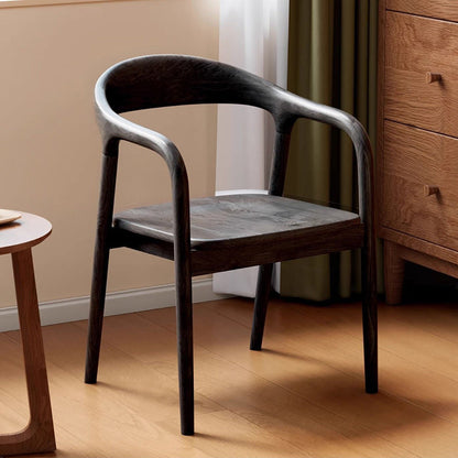 Traditional Chinese Rubberwood Rectangular Dining Chair - Backrest & Armrest Design For Kitchen And Living Room