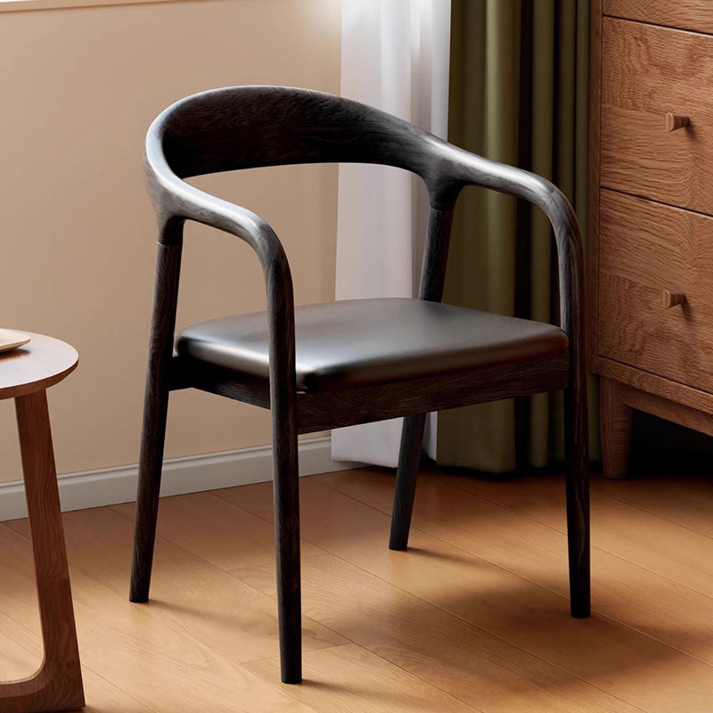 Traditional Chinese Rubberwood Rectangular Dining Chair - Backrest & Armrest Design For Kitchen And Living Room