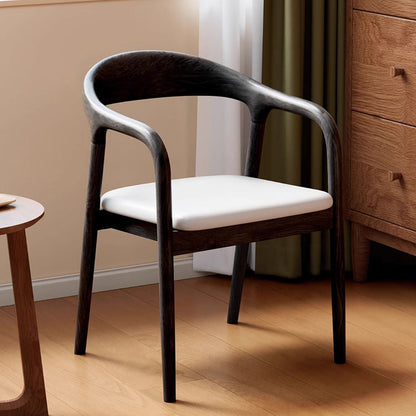 Traditional Chinese Rubberwood Rectangular Dining Chair - Backrest & Armrest Design For Kitchen And Living Room