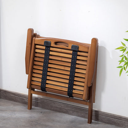 Traditional Chinese Bamboo Rectangular Accent Chair With Folding Backrest & Armrests For Living Room & Bedroom