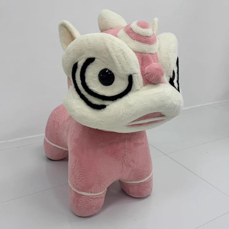 Traditional Chinese Velvet Iron Sponge Lion Dance Shape Stool For Living Room, Bedroom, Entryway