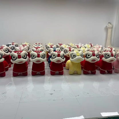Traditional Chinese Velvet Iron Sponge Lion Dance Shape Stool For Living Room, Bedroom, Entryway