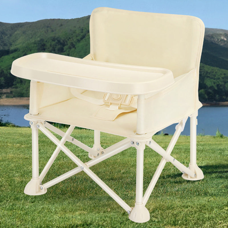 Modern Minimalist Oxford Fabric Square Kids Dining Chair Foldable High Chair With Backrest Armrests Tray For Garden & Restaurant