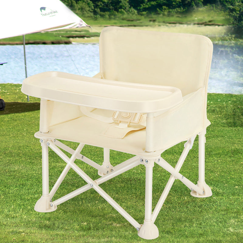 Modern Minimalist Oxford Fabric Square Kids Dining Chair Foldable High Chair With Backrest Armrests Tray For Garden & Restaurant