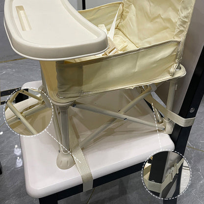 Modern Minimalist Oxford Fabric Square Kids Dining Chair Foldable High Chair With Backrest Armrests Tray For Garden & Restaurant