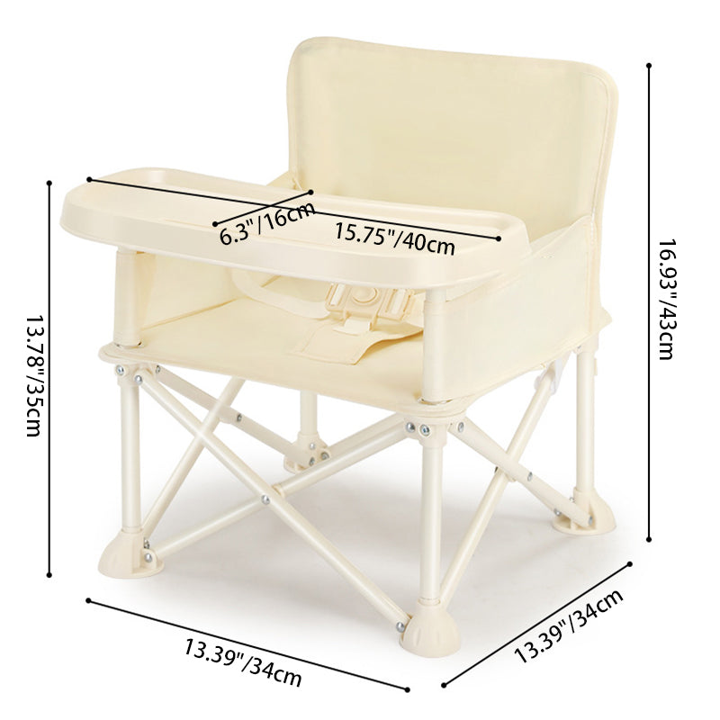 Modern Minimalist Oxford Fabric Square Kids Dining Chair Foldable High Chair With Backrest Armrests Tray For Garden & Restaurant