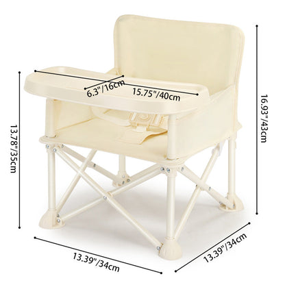 Modern Minimalist Oxford Fabric Square Kids Dining Chair Foldable High Chair With Backrest Armrests Tray For Garden & Restaurant
