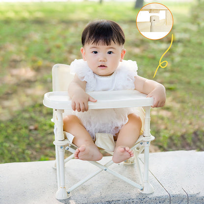 Modern Minimalist Oxford Fabric Square Kids Dining Chair Foldable High Chair With Backrest Armrests Tray For Garden & Restaurant
