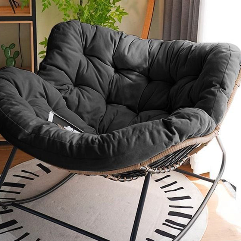 Modern Minimalist Linen Carbon Steel PE Bird-Nest Curved Rocking Chair Backrest Armrest For Living Room