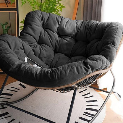 Modern Minimalist Linen Carbon Steel PE Bird-Nest Curved Rocking Chair Backrest Armrest For Living Room