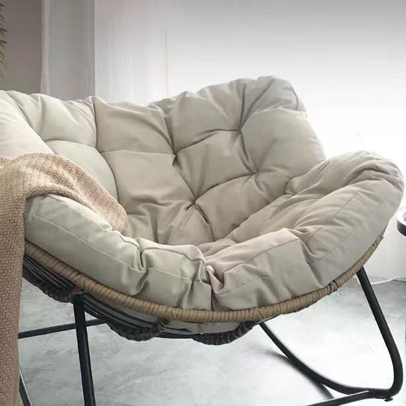 Modern Minimalist Linen Carbon Steel PE Bird-Nest Curved Rocking Chair Backrest Armrest For Living Room