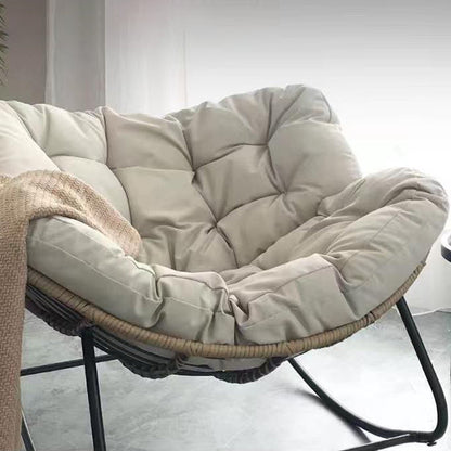 Modern Minimalist Linen Carbon Steel PE Bird-Nest Curved Rocking Chair Backrest Armrest For Living Room