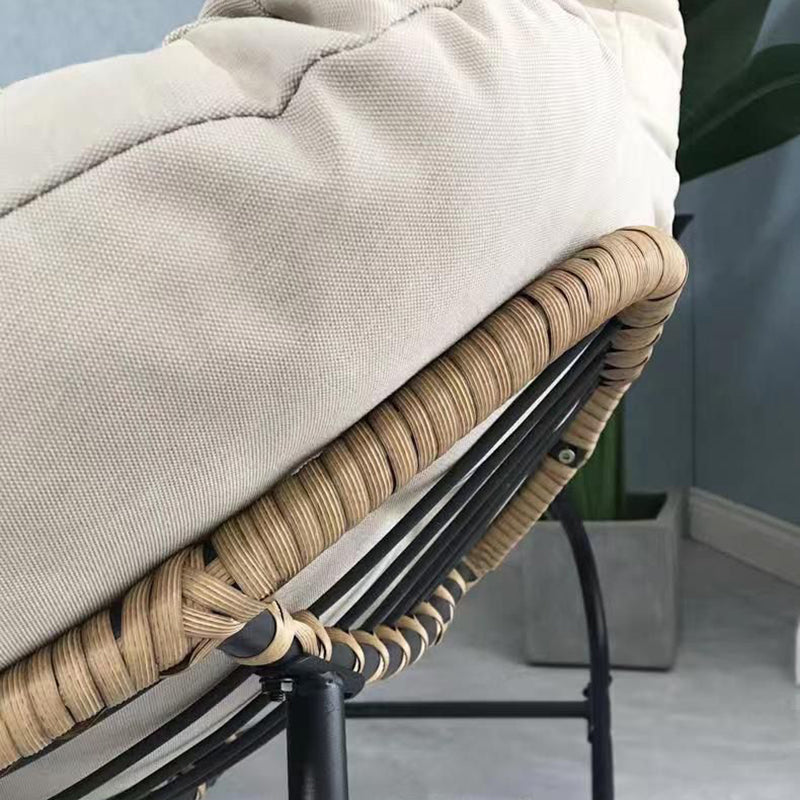 Modern Minimalist Linen Carbon Steel PE Bird-Nest Curved Rocking Chair Backrest Armrest For Living Room