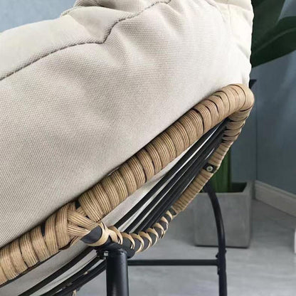 Modern Minimalist Linen Carbon Steel PE Bird-Nest Curved Rocking Chair Backrest Armrest For Living Room