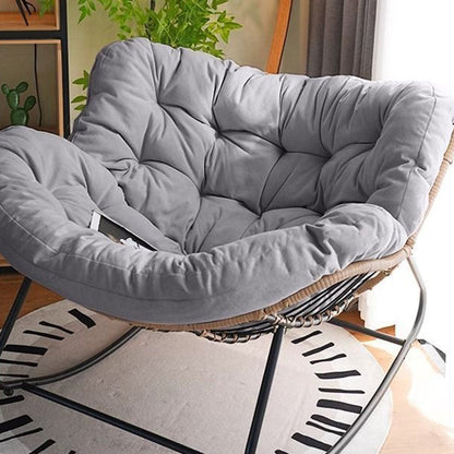 Modern Minimalist Linen Carbon Steel PE Bird-Nest Curved Rocking Chair Backrest Armrest For Living Room