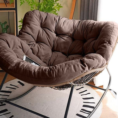 Modern Minimalist Linen Carbon Steel PE Bird-Nest Curved Rocking Chair Backrest Armrest For Living Room
