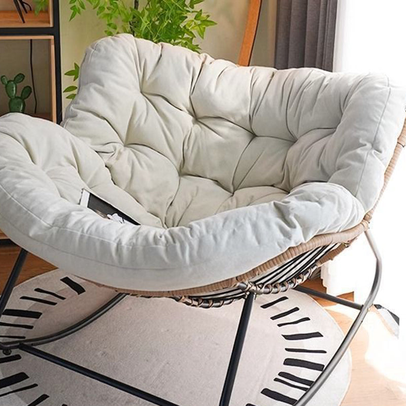 Modern Minimalist Linen Carbon Steel PE Bird-Nest Curved Rocking Chair Backrest Armrest For Living Room