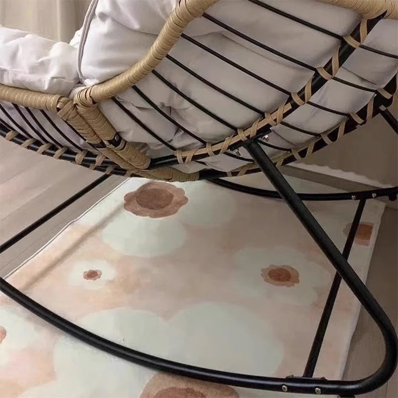 Modern Minimalist Linen Carbon Steel PE Bird-Nest Curved Rocking Chair Backrest Armrest For Living Room