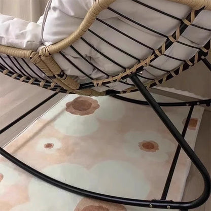 Modern Minimalist Linen Carbon Steel PE Bird-Nest Curved Rocking Chair Backrest Armrest For Living Room