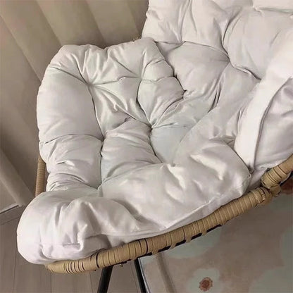 Modern Minimalist Linen Carbon Steel PE Bird-Nest Curved Rocking Chair Backrest Armrest For Living Room
