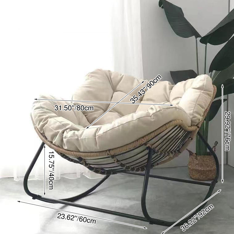 Modern Minimalist Linen Carbon Steel PE Bird-Nest Curved Rocking Chair Backrest Armrest For Living Room