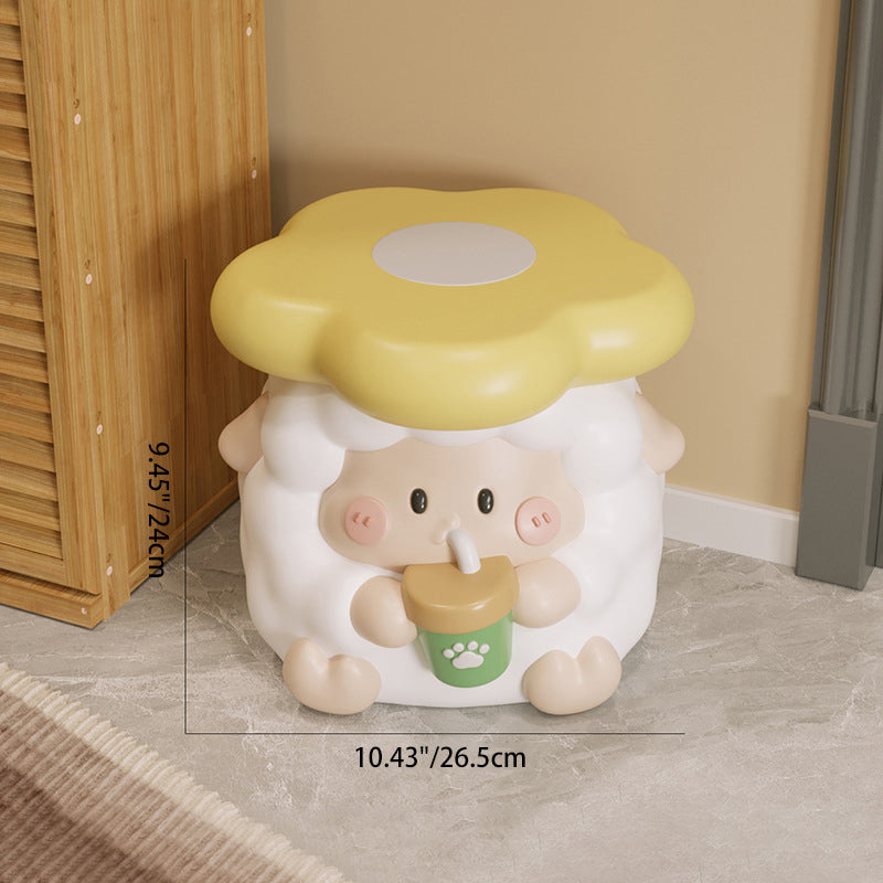 Contemporary Creative Kids Resin Sheep-Shape Low Stool For Entryway, Living Room, Bedroom