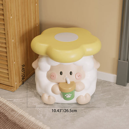Contemporary Creative Kids Resin Sheep-Shape Low Stool For Entryway, Living Room, Bedroom