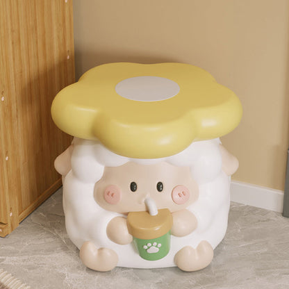 Contemporary Creative Kids Resin Sheep-Shape Low Stool For Entryway, Living Room, Bedroom