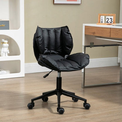 Modern Minimalist Square Rectangular Metal Cat-Scratch Leather Swivel Height-adjustable Desk Chair Backrest Armless for Home Office