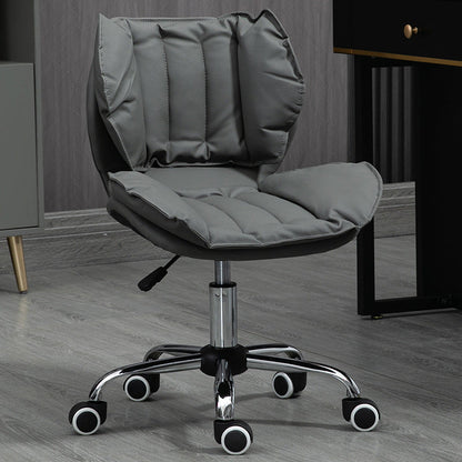 Modern Minimalist Square Rectangular Metal Cat-Scratch Leather Swivel Height-adjustable Desk Chair Backrest Armless for Home Office