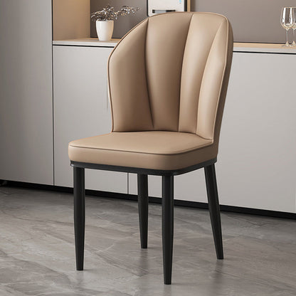 Modern Minimalist Square Metal Faux Nappa Leather Dining Chair Backrest Armless for Dining Room & Kitchen