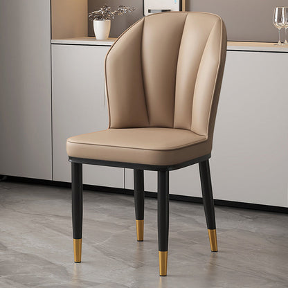 Modern Minimalist Square Metal Faux Nappa Leather Dining Chair Backrest Armless for Dining Room & Kitchen
