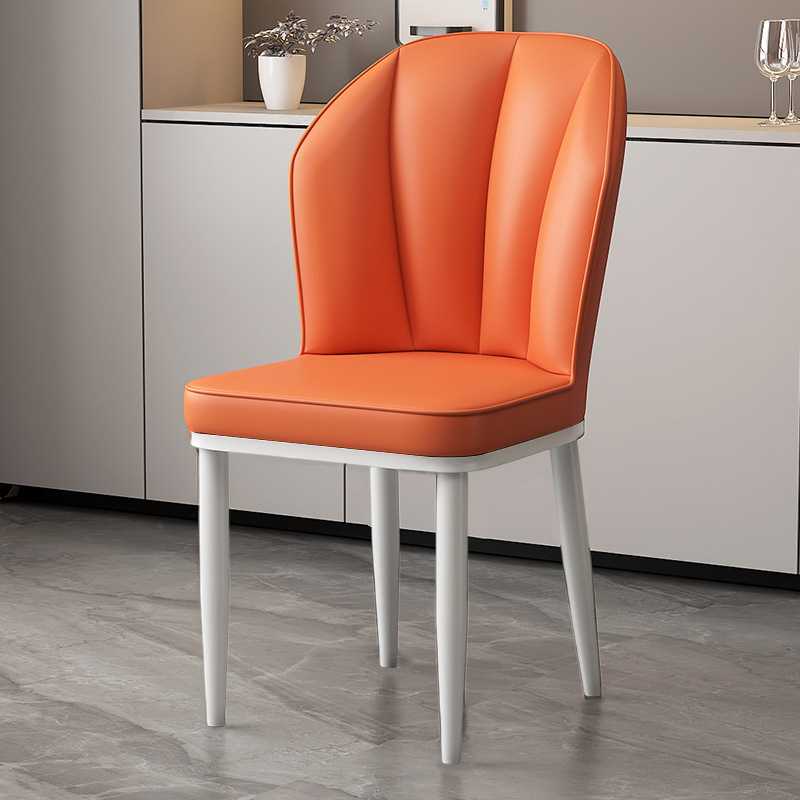 Modern Minimalist Square Metal Faux Nappa Leather Dining Chair Backrest Armless for Dining Room & Kitchen